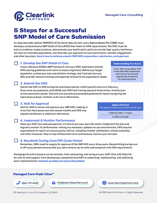 5 Steps for a Successful SNP Model of Care Submission